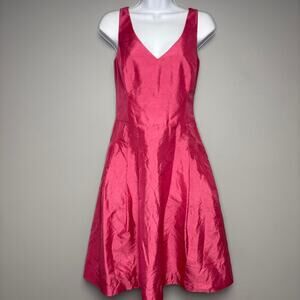 Lauren Ralph Lauren Evening Pink Silk Sweetheart A-Line Barbiecore Dress Sz 6‎